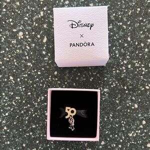 Pandora Gold Tone 50th Anniversary Mickey Dangle Charm